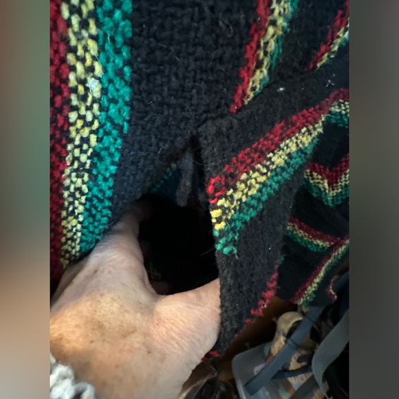 Boho style hooded multi colour blanket jacket.  Sunspecs - Picture 3 of 7